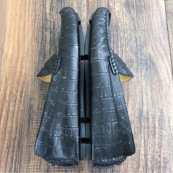 Cole Haan Driving Loafer Penny Loafer Croc Embossed Leather Trillby Size 6 Black - Picture 6 of 14